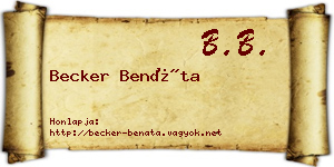 Becker Benáta névjegykártya